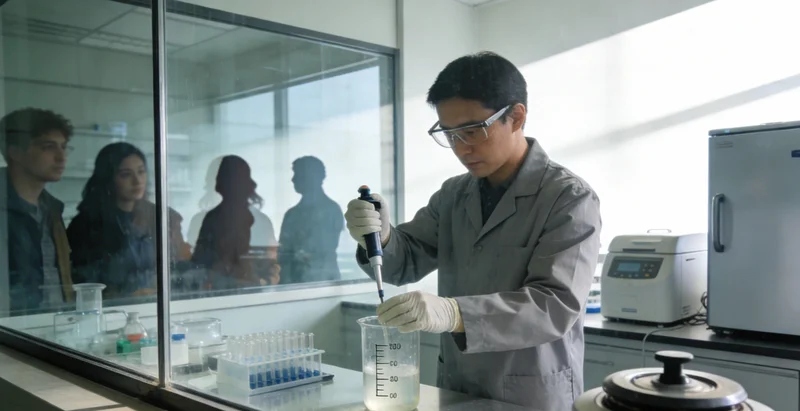 一位医生正在实验室操作精密仪器