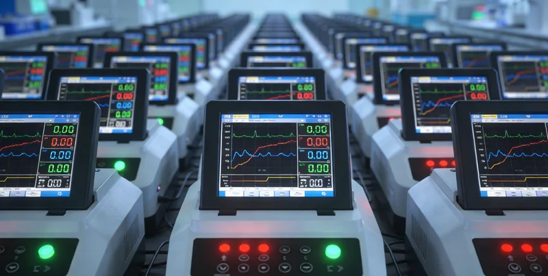 基因检测实验室中，技术人员正在进行测序仪操作