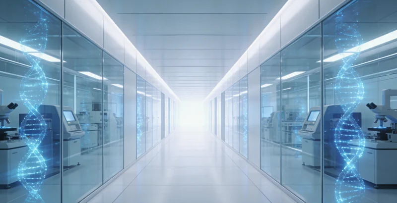 医生在诊室内为患者解读基因检测