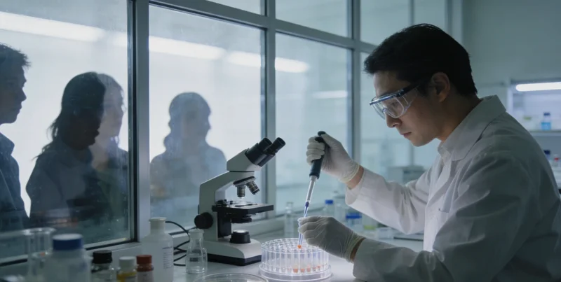 分子诊断实验室中进行基因测序操