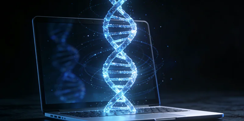 一位红河本地女性在咨询室内,与健康顾问一起查看基因检测报告,表情专注