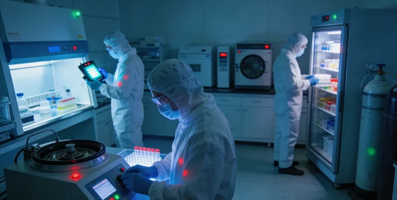专业技术人员在本地化实验室内操作精密基因检测设备,体现技术专业性