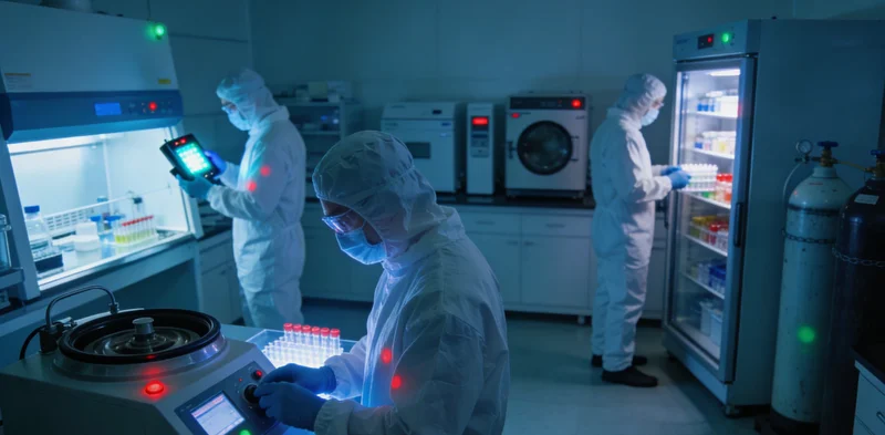 在专业实验室内，技术人员正在操作基因测序仪进行检测