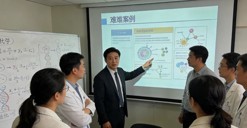 医生正在灯箱前查看显示肺部阴影