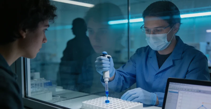 实验室中技术人员操作高通量测序