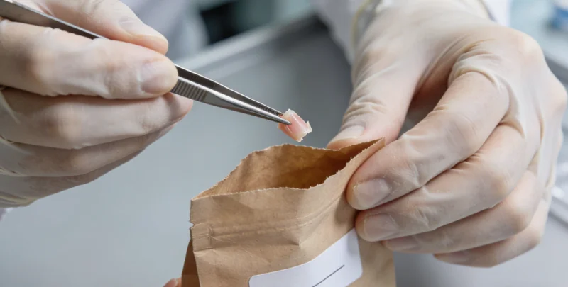 一位市民正在医院仔细查看手中的