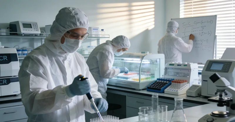 科研技术人员在现代化的实验室内