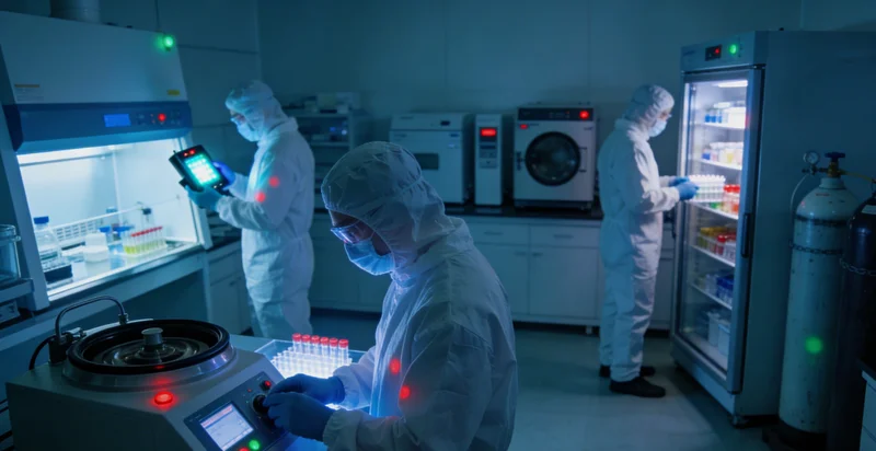 检测实验室技术人员正在进行高通