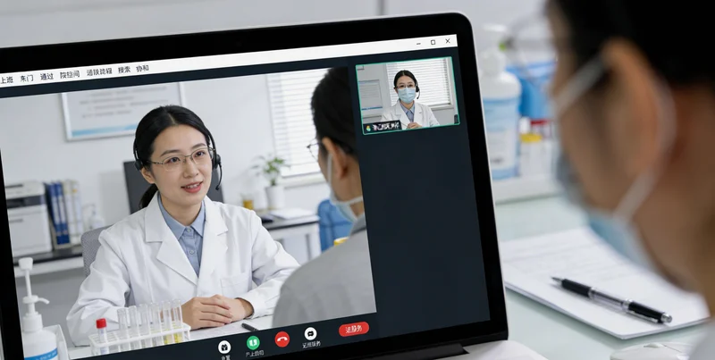 康复出院的患者与医护人员在病房