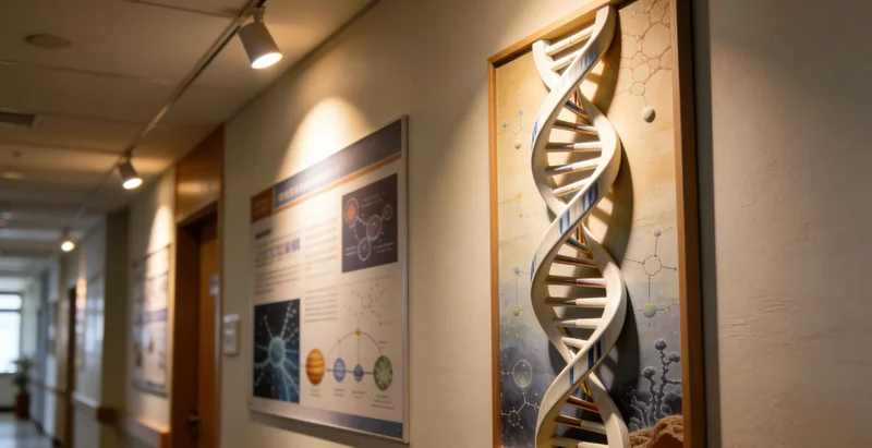 一位中老年人在阅读健康报告并与