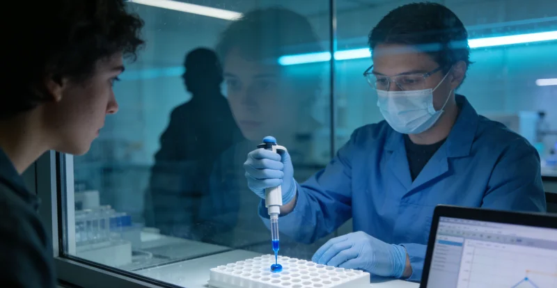 实验室技术人员正在进行PCR基