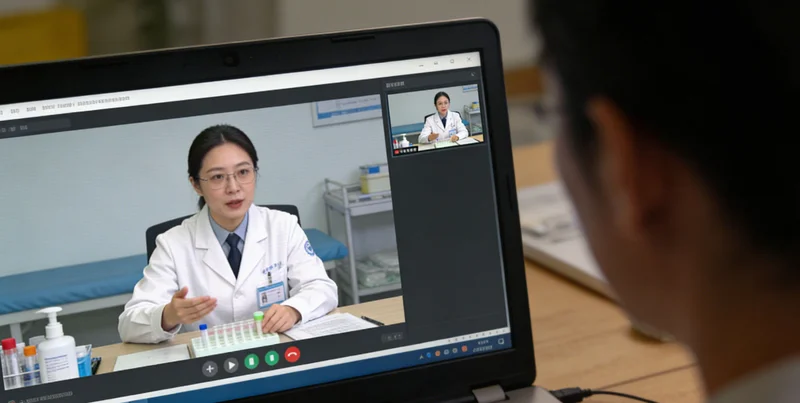 医生与咨询者正在面对面交流基因