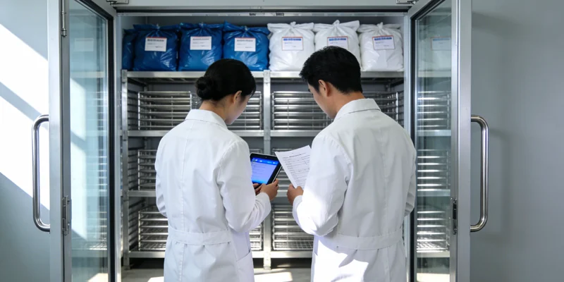 一位中年女性在诊室中看着检测报