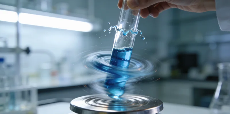 实验员在标准化实验室内进行样本