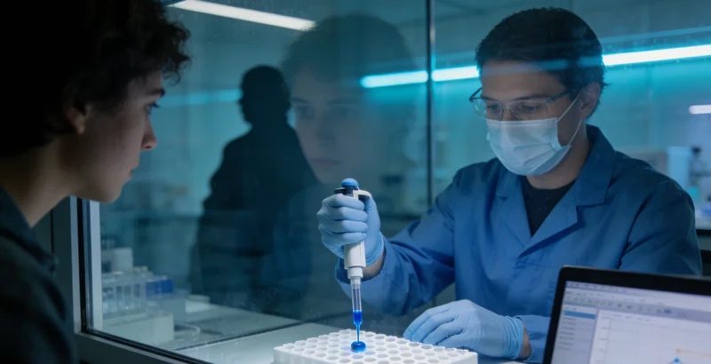 医生正在与患者家属沟通基因检测报告内容