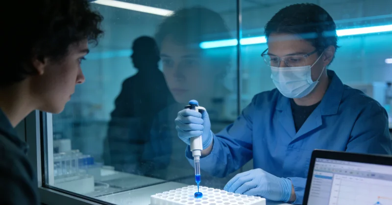 实验室内，技术人员正在生物安全