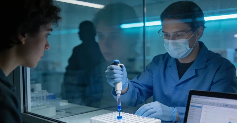 基因检测采样包使用示意图，展示简单便捷的采样方式