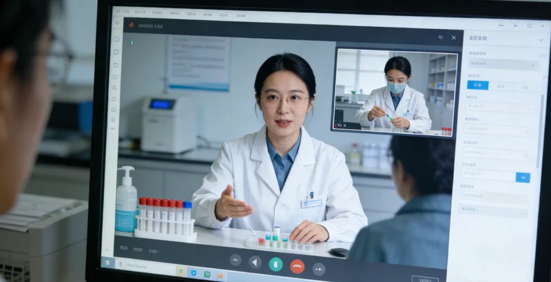 专业人员为市民家庭提供采样指导