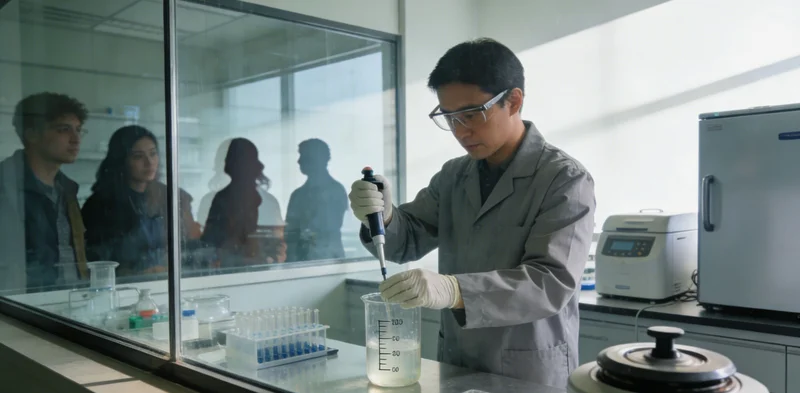 现代医学实验室内部,技术人员操