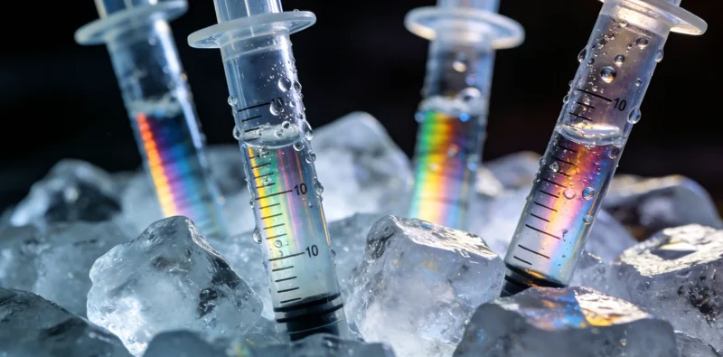 专业人员手持生物样本运输箱，展