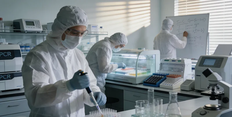 实验室内技术人员操作精密仪器进