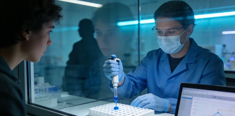 图片:高科技实验室中,技术人员