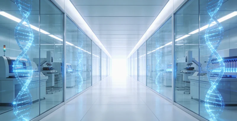 特写展示基因检测PCR仪运行和