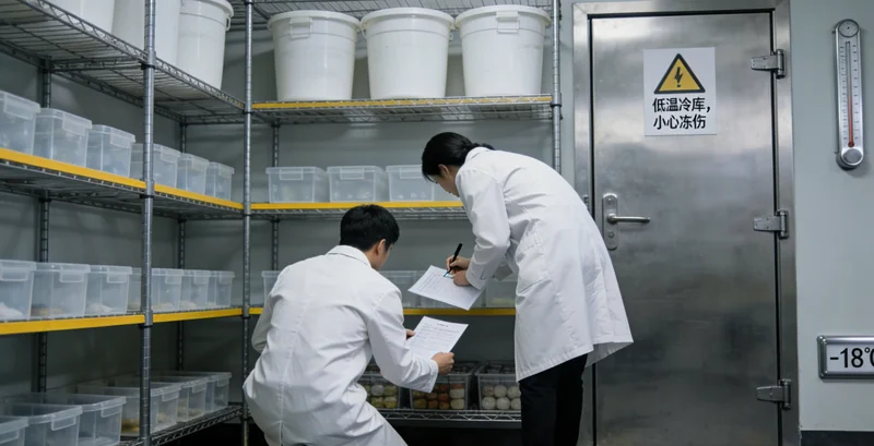 医生在田间与一位中年男性农民交