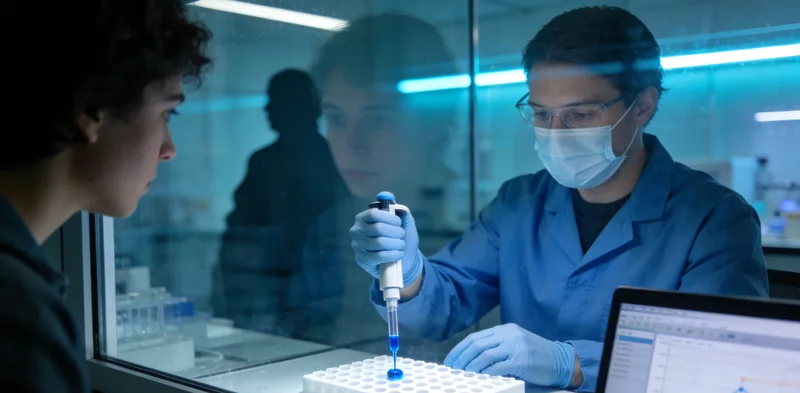 实验室内，技术人员正在精密仪器