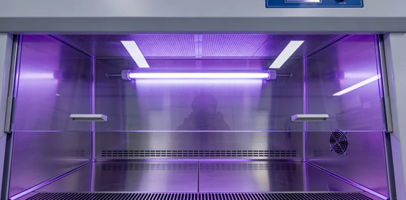 在明亮的诊室里，医生正拿着检测