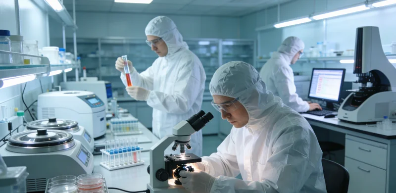 专业人士正在为客户解读基因检测报告，体现后续服务