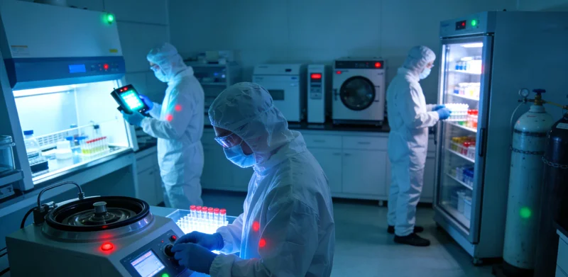 一位医生正在实验室中分析检测数