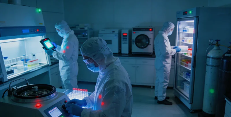 高科技实验室中，测序仪器正在运