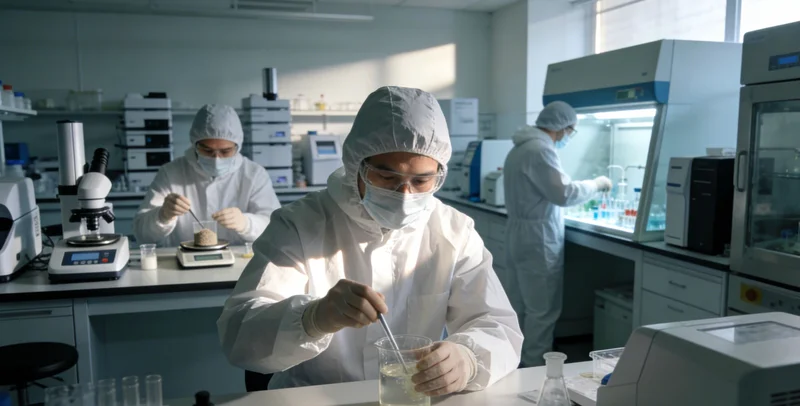 专业人员在认证实验室内进行基因