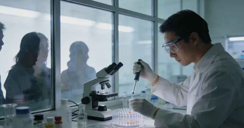 专业人士在实验室中专注分析基因