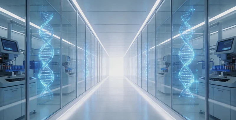 医生在电脑前认真查看基因检测报