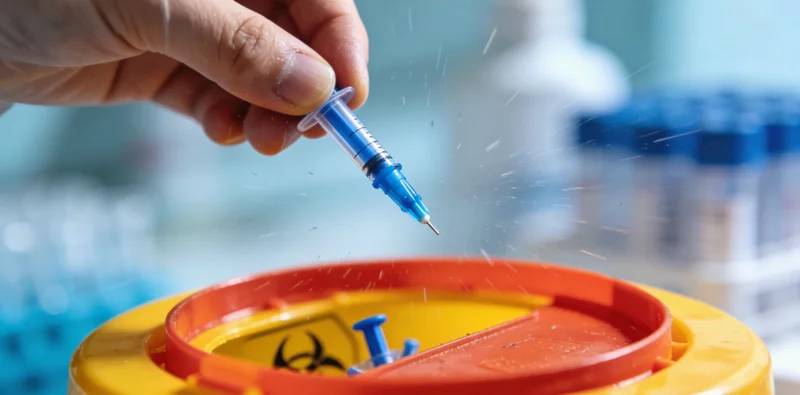 专业医护人员进行基因检测采样示范