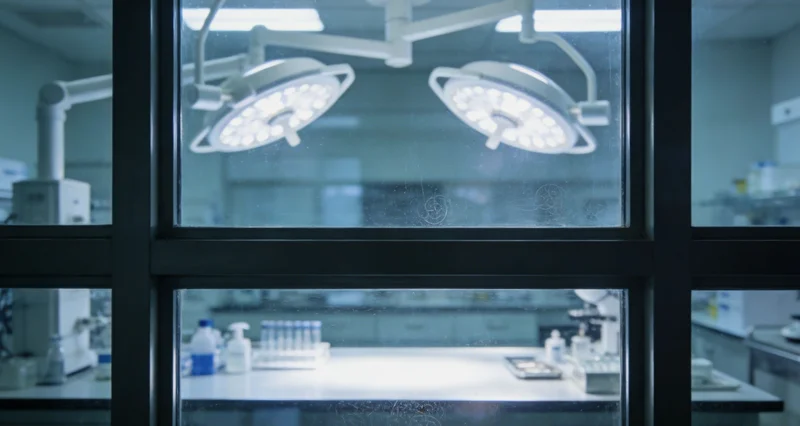 一位医生正在实验室分析脑脊液样