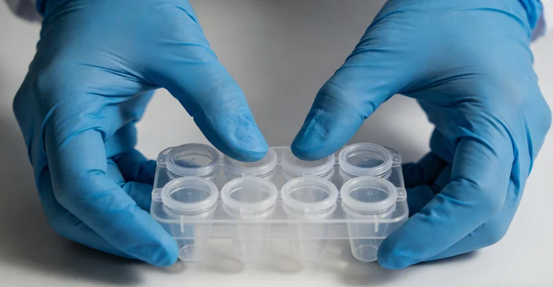 技术人员在生物安全柜内进行样本