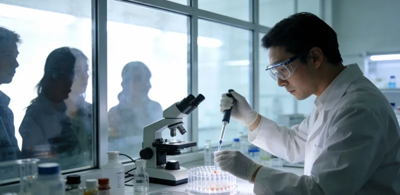 专业人员进行基因检测样本处理