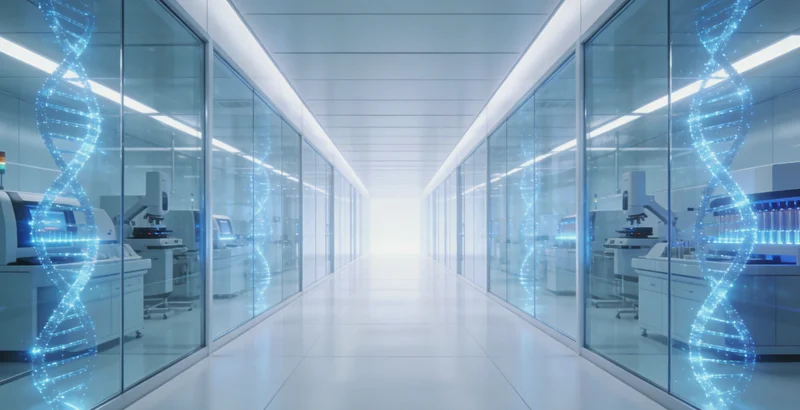 桌上放着一份基因检测报告、一个唾液采集管和家用检测套件