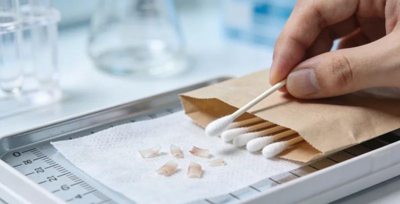 家庭成员拿着检测报告与医生进行