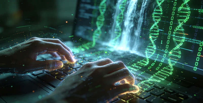 展示基因测序数据流与细胞结构的