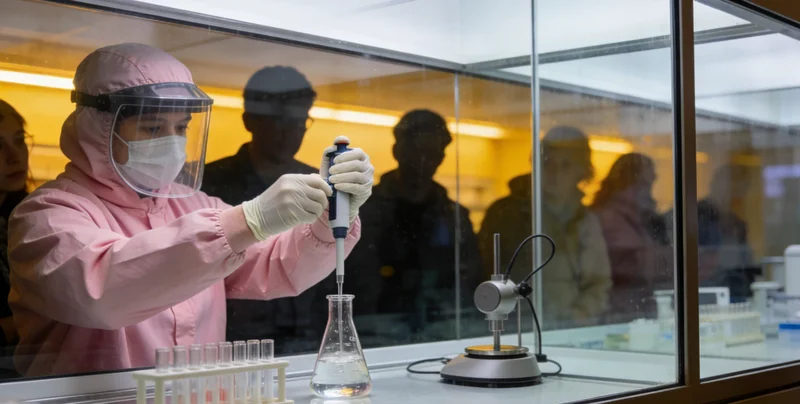 实验室技术人员操作测序仪及生物