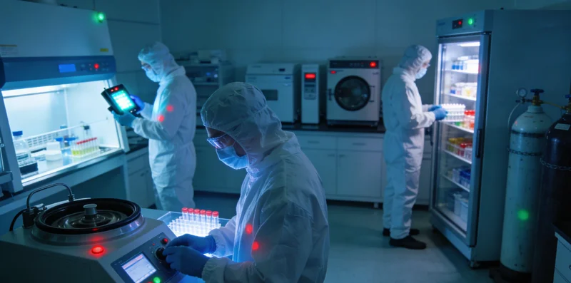 现代化基因检测实验室工作场景，