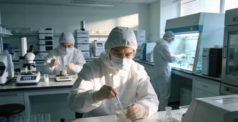 专业技术人员在实验室内进行样本