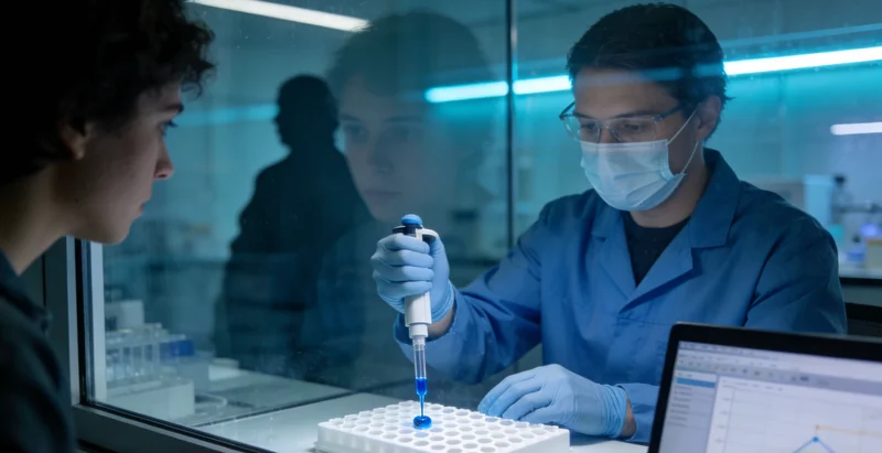 医生正在分析复杂的基因测序数据