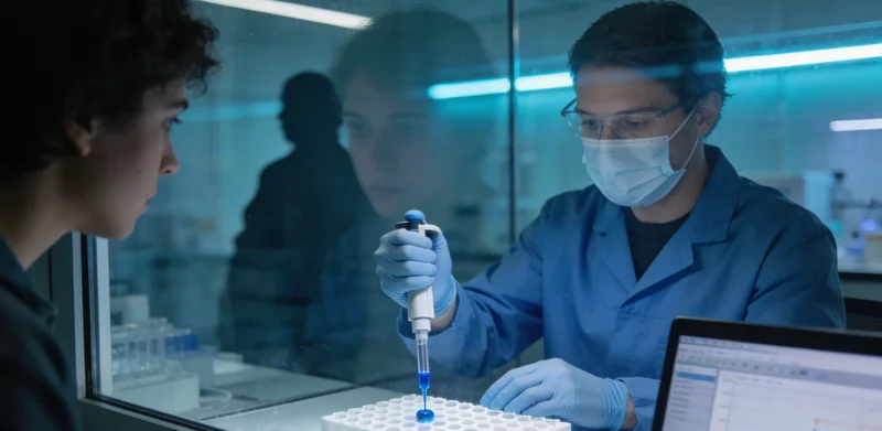 一位技术人员正在实验室进行样本