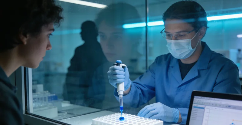 专业人员在PCR实验室内进行精