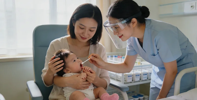 医生与患者沟通咳嗽症状的示意图